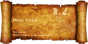 Menz Lola névjegykártya